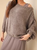 Sweter damski luźny z dodatkiem wełny z sukienka z tiulem fango