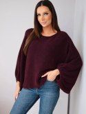 Sweter damski z dodatkiem alpaki oversize śliwkowy