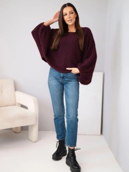 Sweter damski z dodatkiem alpaki oversize śliwkowy