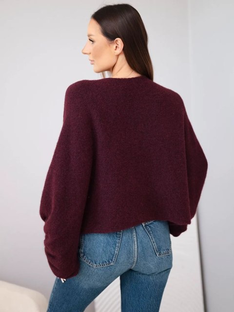 Sweter damski z dodatkiem alpaki oversize śliwkowy