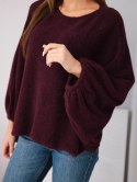 Sweter damski z dodatkiem alpaki oversize śliwkowy