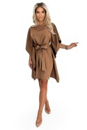 287-39 SOFIA Sukienka motyl z wiązaniem w pasie - cappuccino Numoco