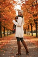 619-2 Wygodny i elegancki prążkowany kombinezon damski z dekoltem - khaki Kocula