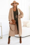 619-2 Wygodny i elegancki prążkowany kombinezon damski z dekoltem - khaki Kocula